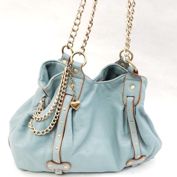 Melie Bianco Handbags - Melie Bianco Blue Leather purse with chain straps